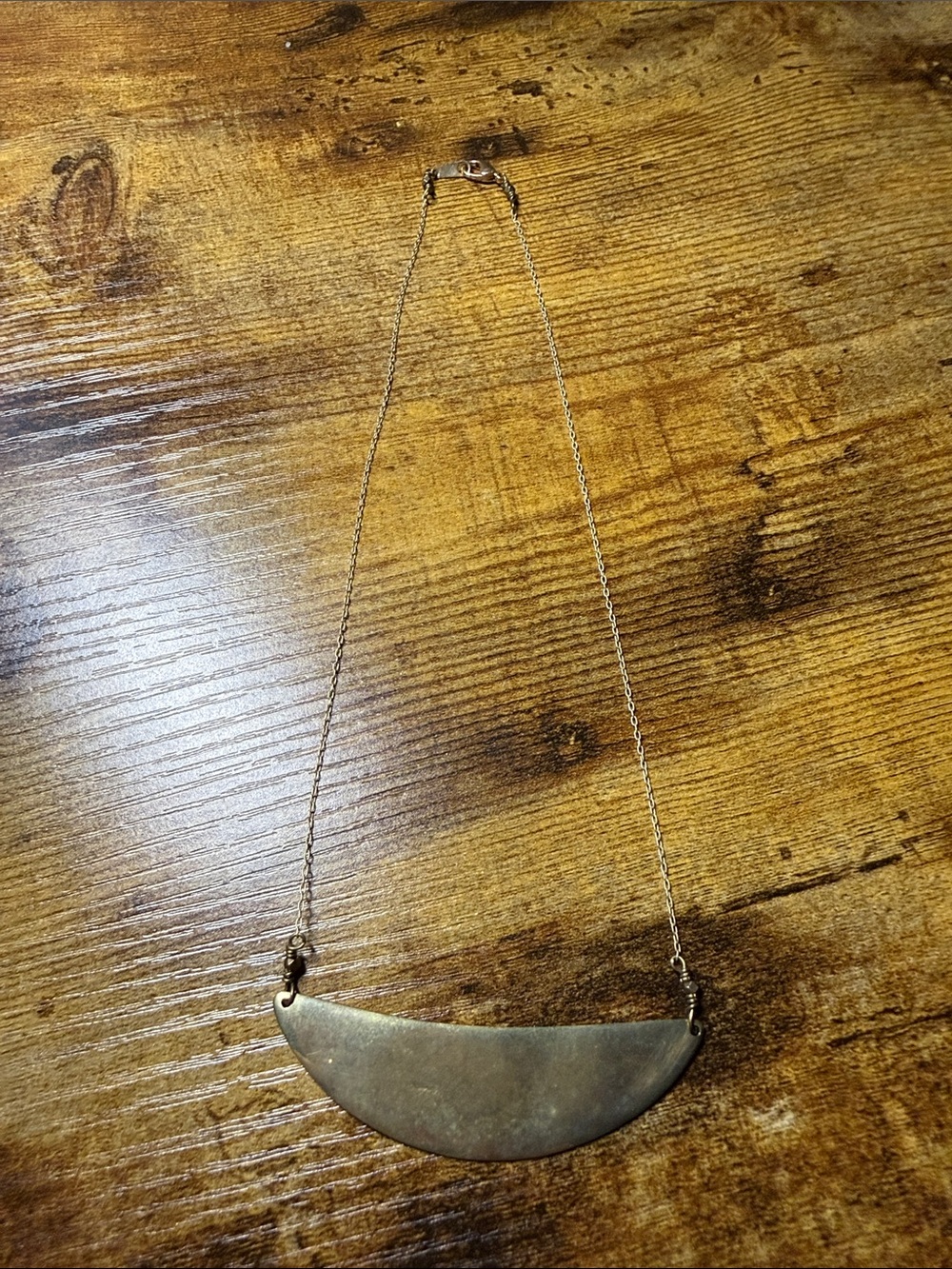 Minimalist Semi-Circle Pendant Necklace - Brass Tone